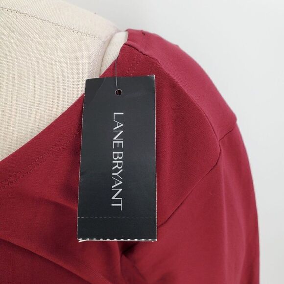 Lane Bryant Long Sleeve Top Womens V Neck Back Soft Maroon Red Size 14/16 - Picture 5 of 8